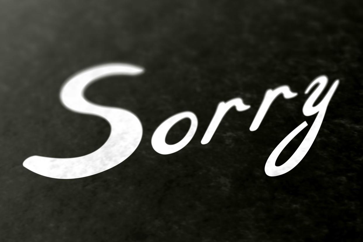 "Sorry" on the page