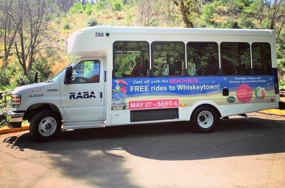 Free bus service starts May 26, 2022, between downtown Redding and Brandy Creek Beach in the Whiskeytown National Recreation Area. The service operates Thursdays, Fridays and Saturdays through Sept. 3, excluding holidays. The Beach Bus is shown from last summer.