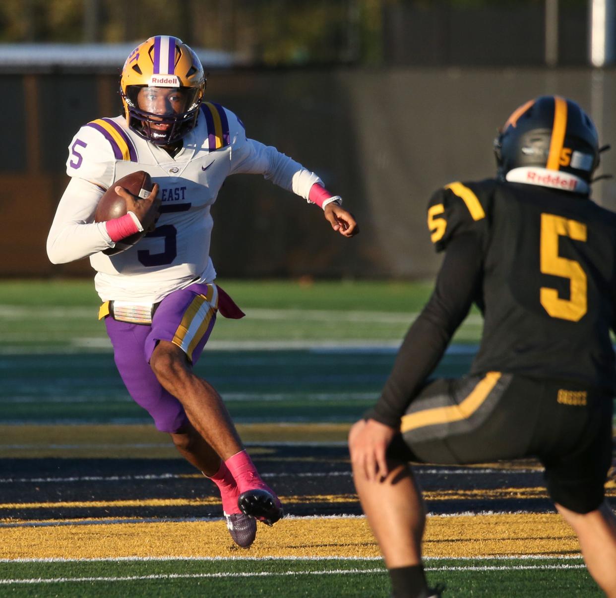 Football coaches in Section V named East/WOI's Zymier Jackson one of the area's best quarterbacks in 2022.