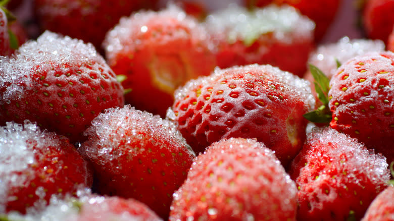 strawberries sprinkled with sugar