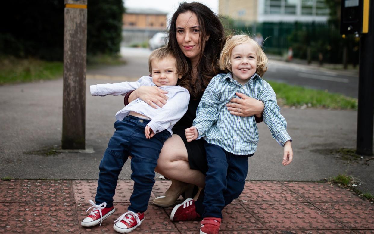 Stella Moris and sons, Gabriel (right) and Max (left) leave Belmarsh Prison after visiting Julian Assange - PA