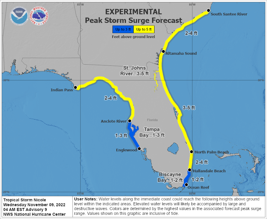 Tropical Storm Nicole 4 a.m. Nov. 9, 2022.