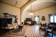 A bedroom inside the Jai Vilas Palace. The Jai Vilas Mahal was established in 1874 by Jayajirao Scindia, the Maharaja of Gwalior. (Photo by Atid Kiattisaksiri/LightRocket via Getty Images)