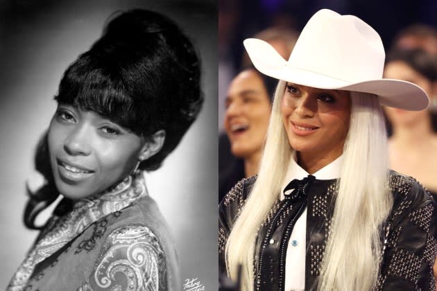 Martell was a pioneering Black country-music singer; Beyoncé pays tribute to her on 'Cowboy Carter.' - Credit: Michael Ochs Archives/Getty Images; Kevin Mazur/Getty Images/The Recording Academy