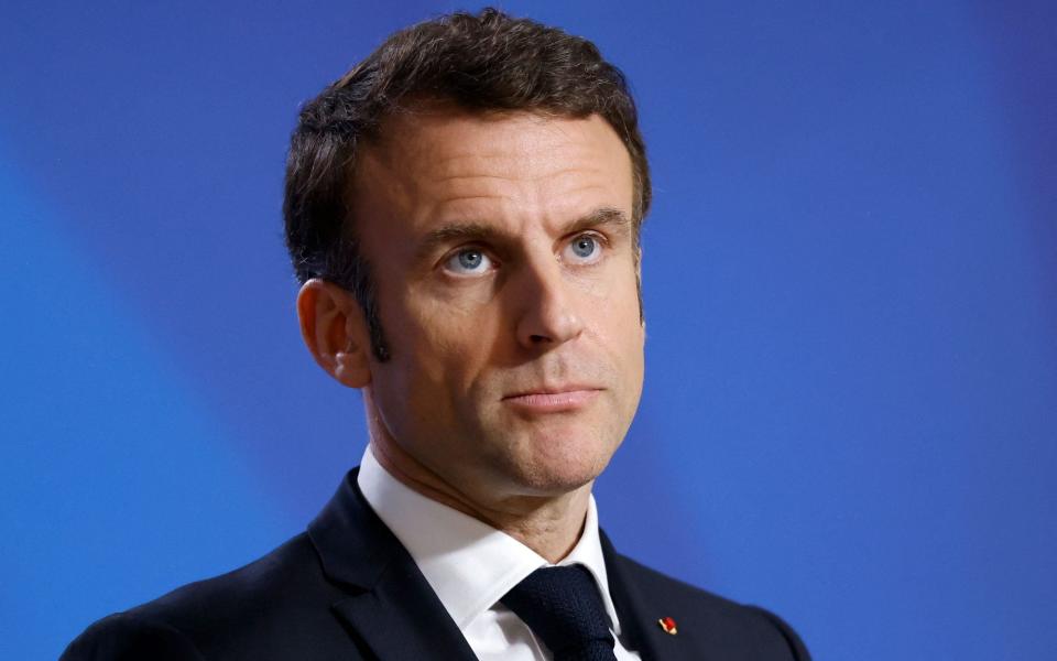 Emmanuel Macron speaks during a press conference after an EU Summit in Brussels on Friday - Ludovic Marin/AFP