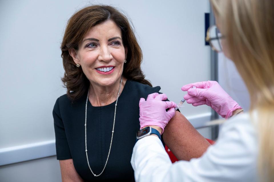 New York Gov. Kathy Hochul received the updated COVID-19 vaccine on Wednesday at a CVS Health, according to the governor's office.