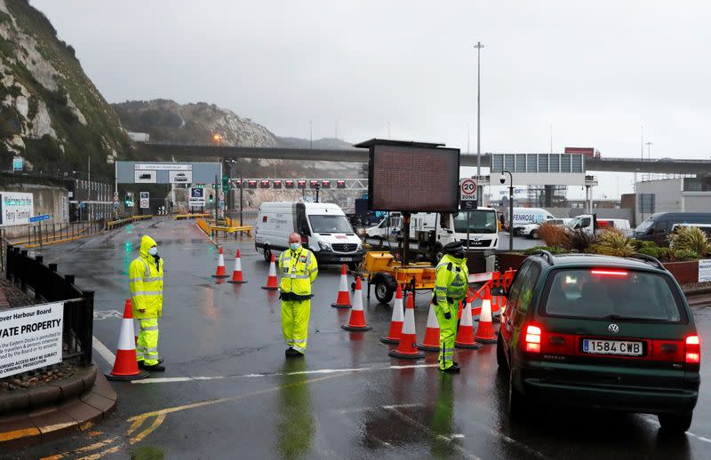 Port of Dover as EU countries impose a travel ban from the UK
