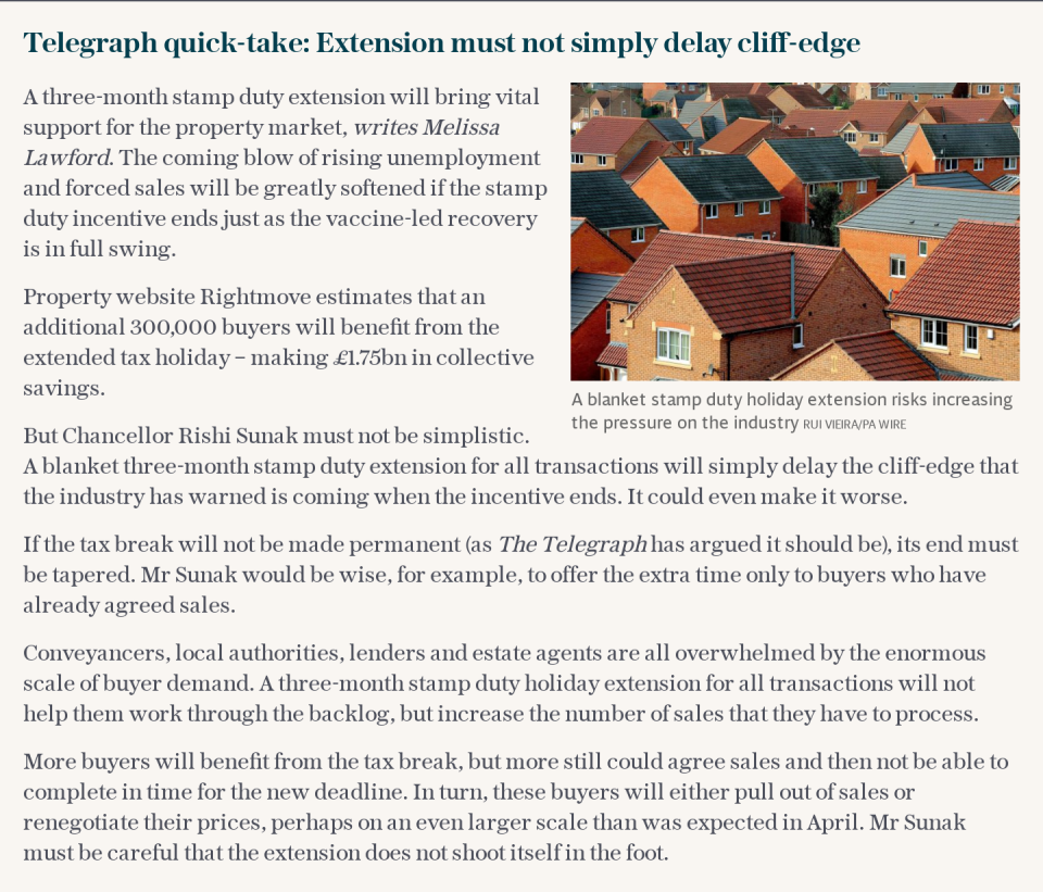 Stamp duty holiday extension mini-comment