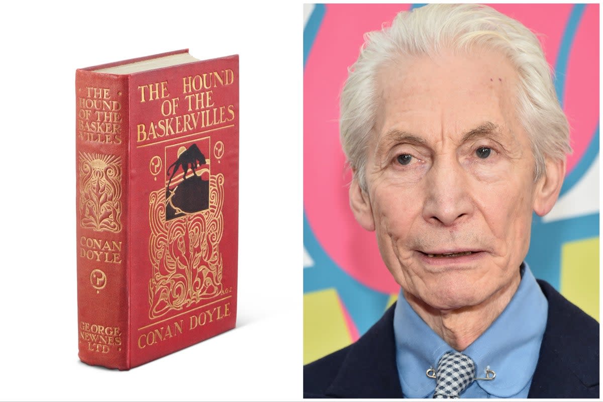 A Christie’s auctioneer accepted a bid for a first edition copy of Sir Arthur Conan Doyle’s ‘The Hound of the Baskervilles’, owned by the late Rolling Stones drummer Charlie Watts (CHRISTIE'S IMAGES LTD. 2023)