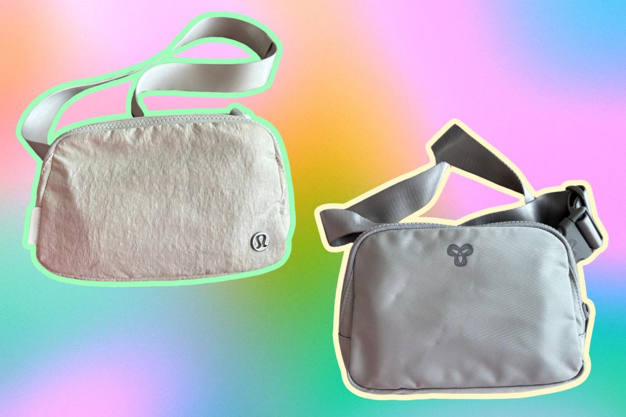 a lululemon belt bag and a tna aritzia belt bag