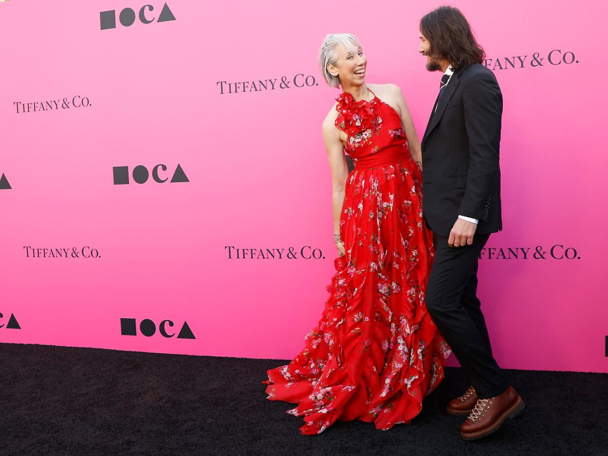 Alexandra Grant and Keanu Reeves arrive for the MOCA Gala 2023 on April 15, 2023.