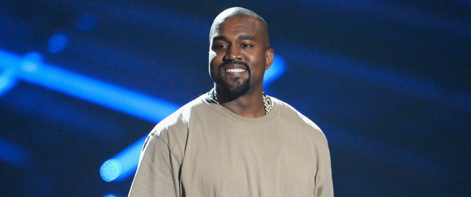 LOS ANGELES, CA - AUGUST 30:  Vanguard Award winner Kanye West speaks onstage during the 2015 MTV Video Music Awards at Microsoft Theater on August 30, 2015 in Los Angeles, California.