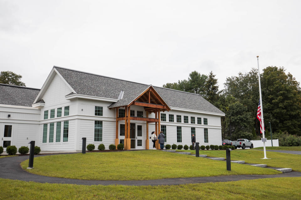 The front entrance of the newly constructed North Hampton Library.