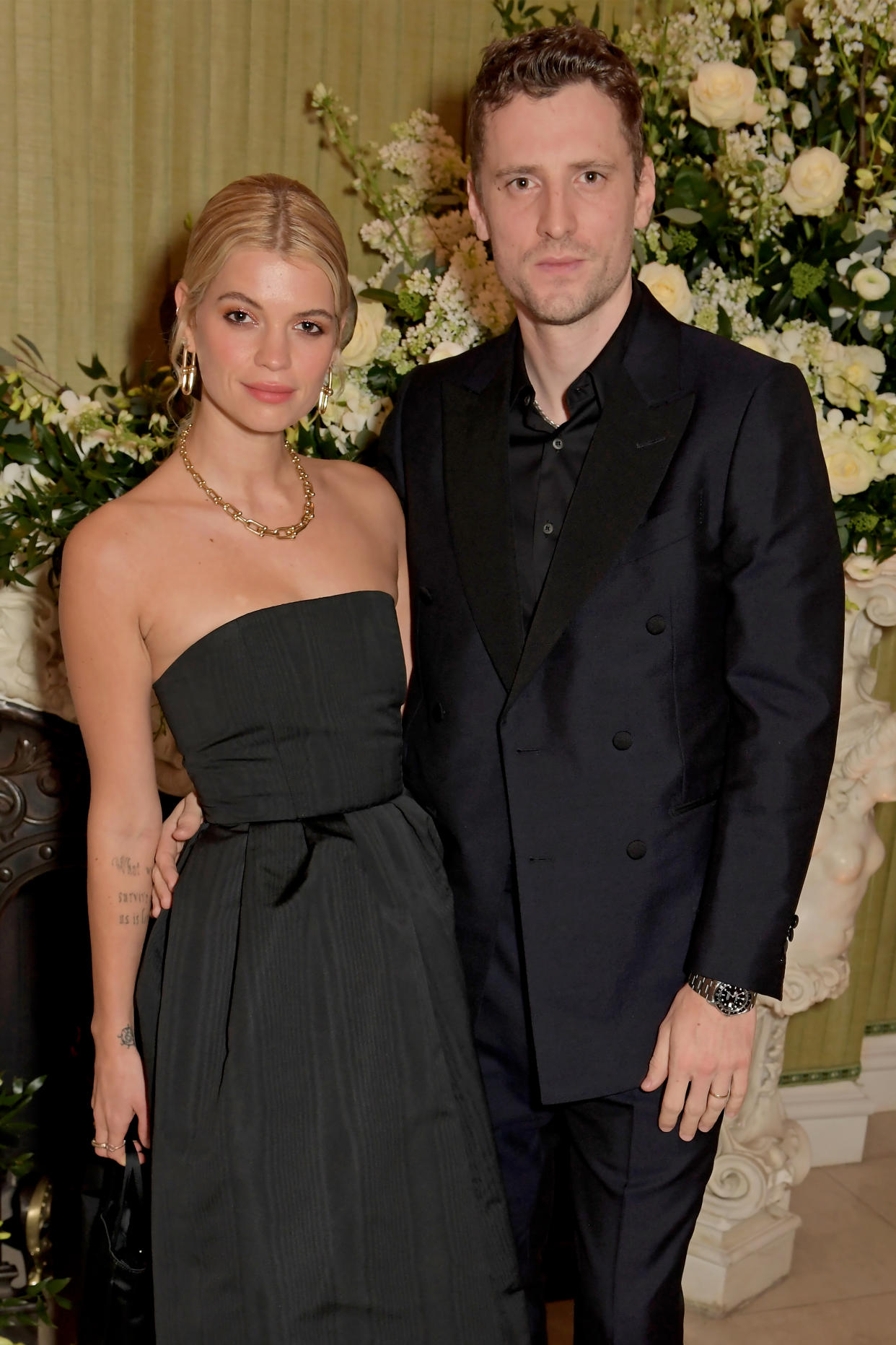 LONDON, ENGLAND - FEBRUARY 02:  Pixie Geldof and George Barnett attend the British Vogue and Tiffany & Co. Fashion and Film Party at Annabel's on February 2, 2020 in London, England. (Photo by David M. Benett/Dave Benett/Getty Images)