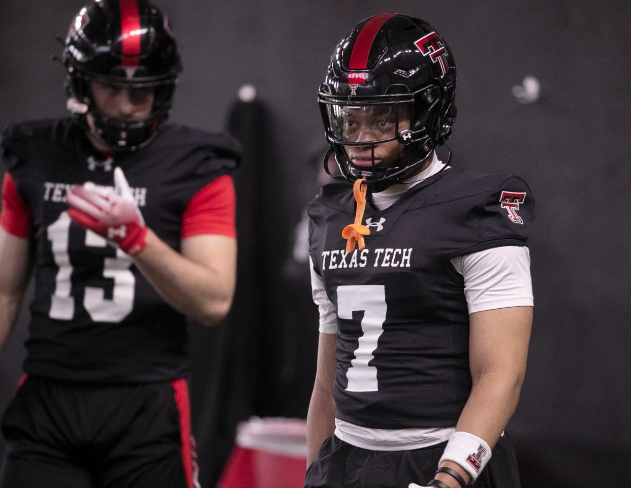 Texas Tech safety Brenden Jordan (7) started five games last season as a true freshman. The Mansfield graduate was credited with 20 tackles, including one tackle for loss and a pass breakup.