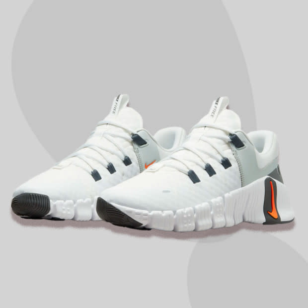 <p>Courtesy of Nordstrom</p><p>The Nike Free Metcon 5 was one of the most targeted shoes of this year’s <a href="https://www.yahoo.com/lifestyle/im-mens-style-editor-31-174647993.html" data-ylk="slk:Nordstrom Anniversary Sale;elm:context_link;itc:0;outcm:mb_qualified_link;_E:mb_qualified_link;ct:story;" class="link  yahoo-link">Nordstrom Anniversary Sale</a>, nearly selling out before the public was even able to get access to the deal. The latest iteration in the Free Metcon collection, this design kept the breathable mesh, wide heel, and flexible sole but added a 7/8 inner sleeve to keep feet secure during rapid movement.</p><p>This is one of the best white training sneakers from Nike right now and is best suited for HIIT workouts or light running. Aside from comfort, it’s the texture that makes them cooler looking than all the rest, largely due to their sole cuts, mixed media materials, and the splash of orange that makes them pop.</p><p>[$120; <a href="https://click.linksynergy.com/deeplink?id=b8woVWHCa*0&mid=1237&u1=mj-bestwhitesneakers-amastracci-080723-update&murl=https%3A%2F%2Fwww.nordstrom.com%2Fs%2Fnike-free-metcon-5-training-shoe-men%2F7500587%3F" rel="nofollow noopener" target="_blank" data-ylk="slk:nordstrom.com;elm:context_link;itc:0" class="link ">nordstrom.com</a>]</p>