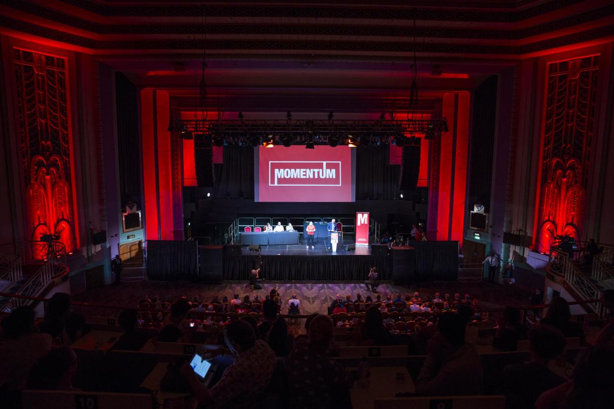 Labour leader Jeremy Corbyn attends a Momentum rally in July 2016: Getty