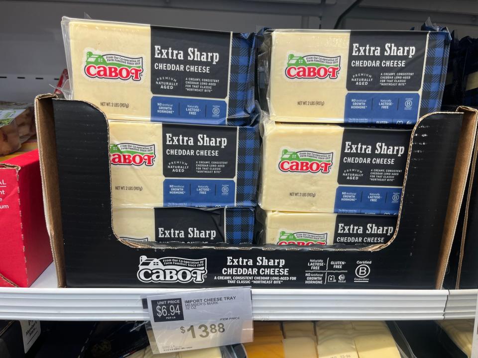Photo of display of cabot cheese bricks in Sam's Club