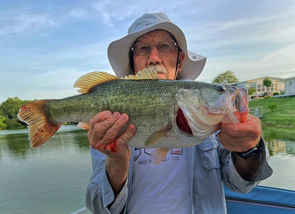 Thomas Mizell of Bartow caught this 9-pound largemouth bass on a Bomber 7A crankbait in firetiger color while fishing a Bartow area pit recently. PROVIDED BY THOMAS MIZELL