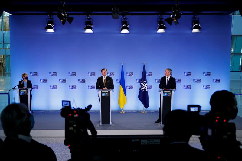 NATO Secretary General Stoltenberg meets Ukrainian Foreign Minister Kuleba in Brussels