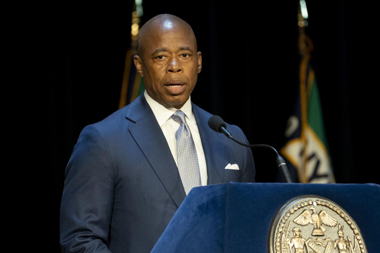 New York City Mayor Eric Adams speaks at Madison Square Garden, on July 1, 2022, in Manhattan, New York. 