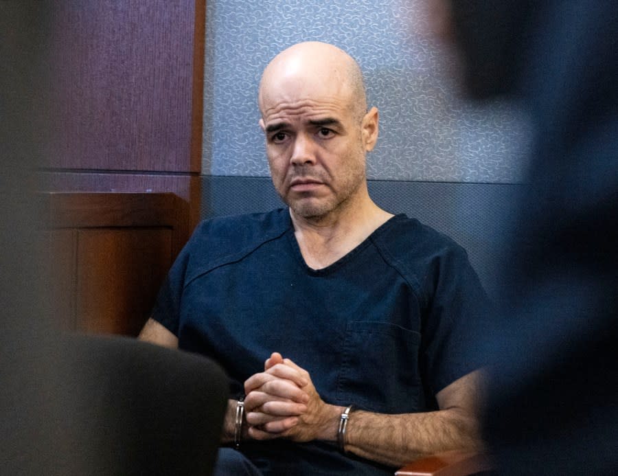 <em>Robert Telles, accused in death of Las Vegas Review-Journal investigative reporter Jeff German, appears in court during his bail hearing at the Regional Justice Center, on Tuesday, Oct. 18, 2022, in Las Vegas. (Bizuayehu Tesfaye/Las Vegas Review-Journal via AP)</em>