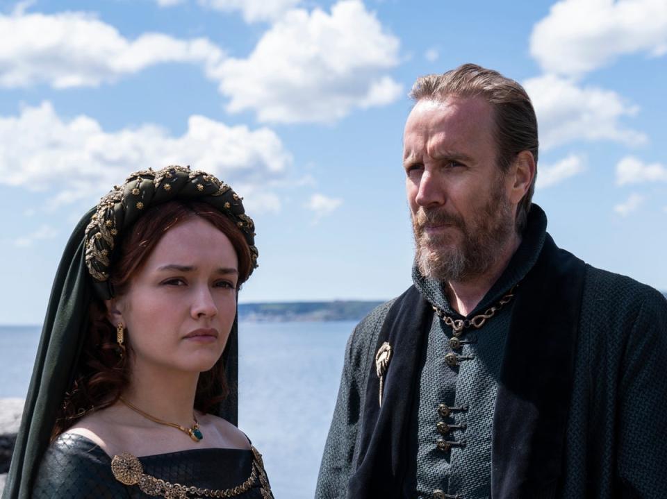 Olivia Cooke as Alicent Hightower and Rhys Ifans as Otto Hightower in ‘House of the Dragon’ (HBO)