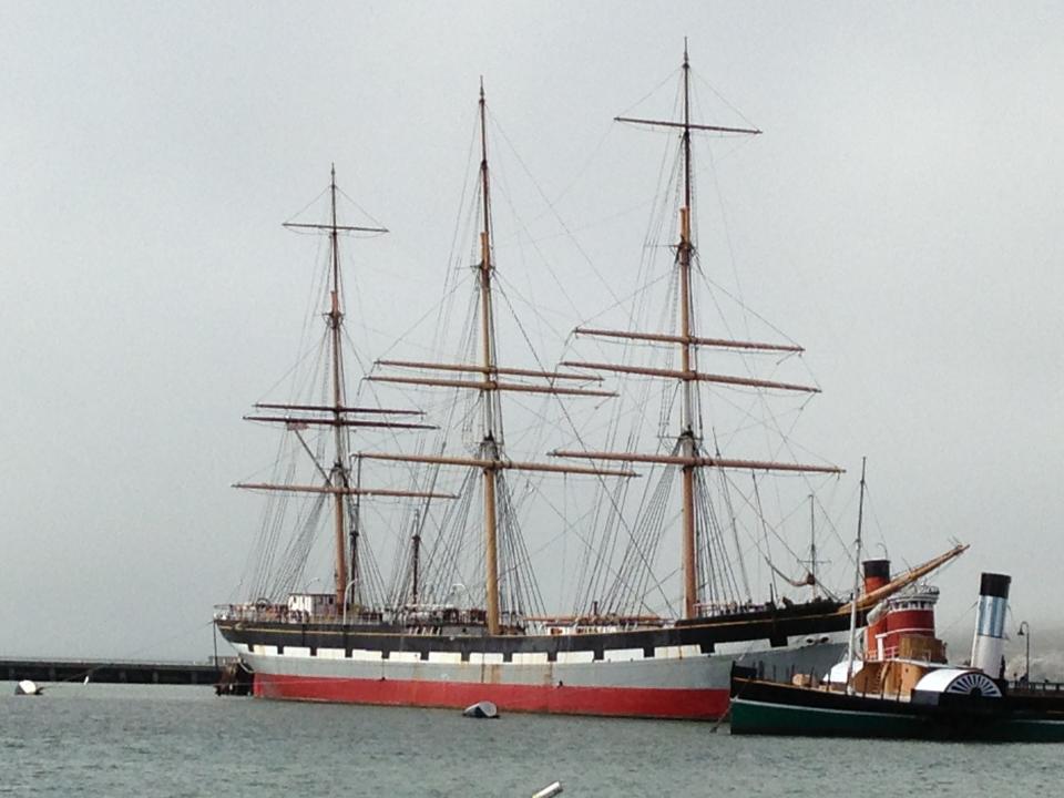 A closeup of the Balclutha in San Francisco.