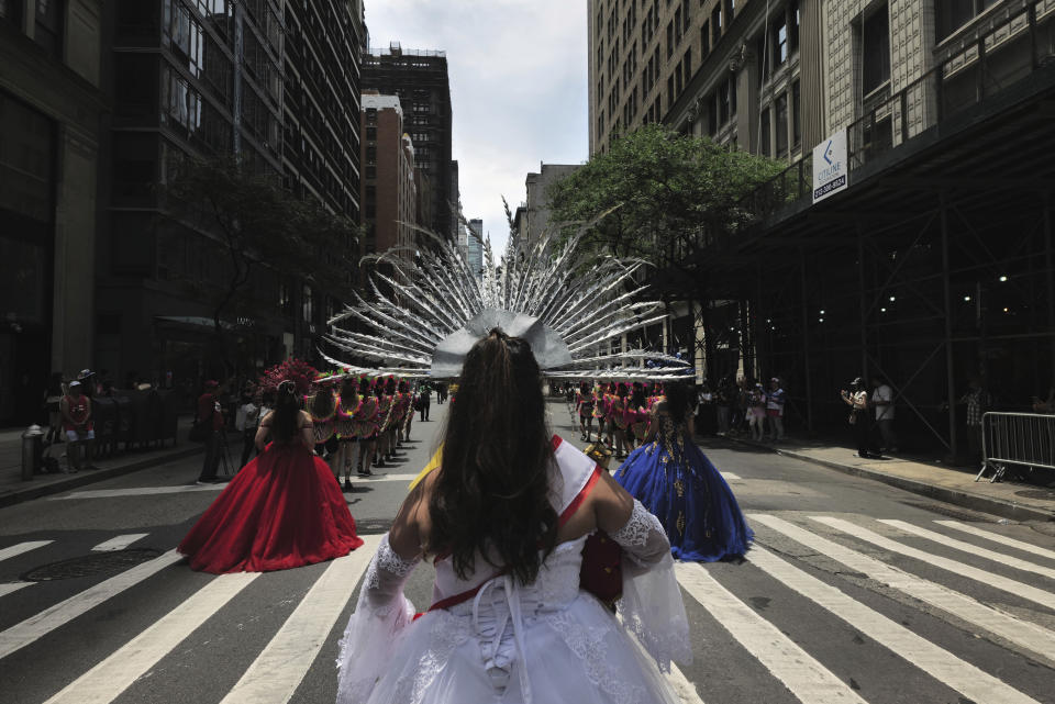 People participate in the Philippine Independence Day parade in New York, Sunday, June 2, 2024. Independence Day in the Philippines is observed annually on June 12, commemorating the country's independence from Spain in 1898. (AP Photo/Patrick Sison)