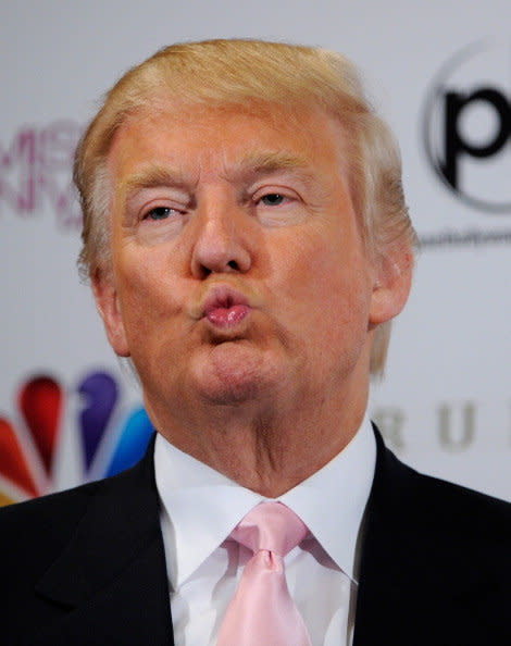 Donald Trump appears at a news conference after the 2012 Miss Universe Pageant at PH Live at Planet Hollywood Resort & Casino on December 19, 2012 in Las Vegas, Nevada.  (Photo by David Becker/Getty Images)