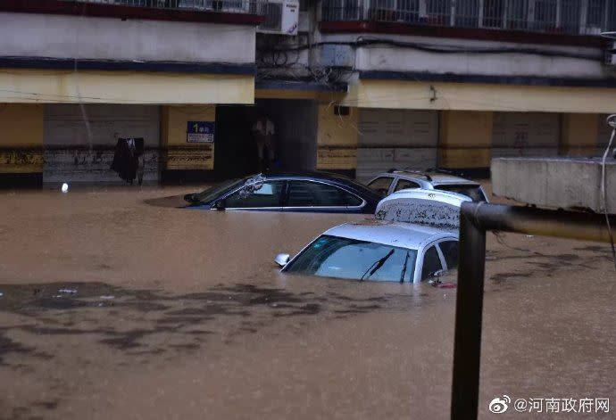 中國河南省近日降下暴雨，釀成嚴重災情（圖／翻攝自河南政府微博）