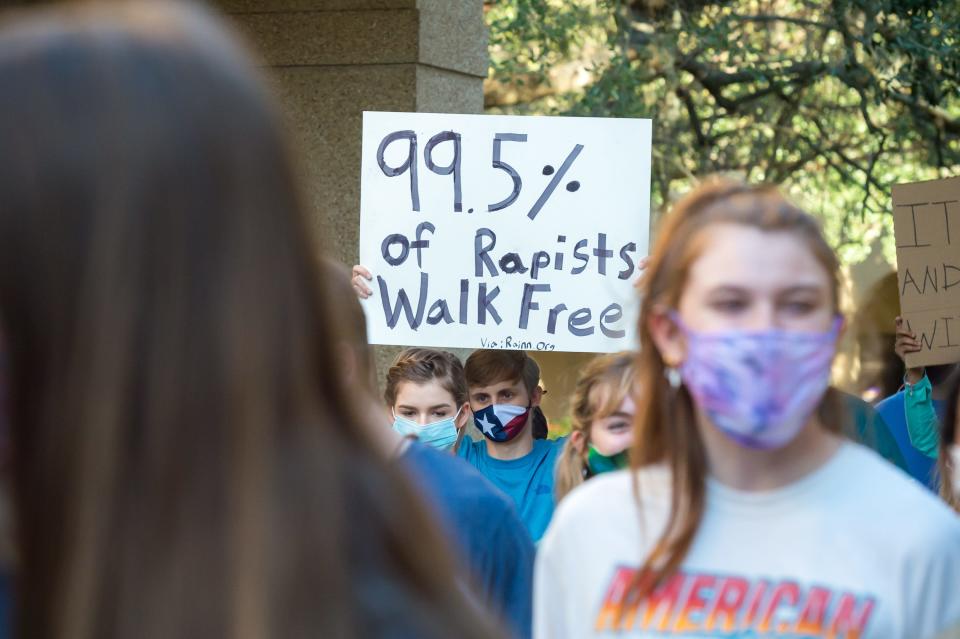 Rough 250 protesters marched at LSU demanding change in the way the university handles sexual misconduct and dating violence allegations.