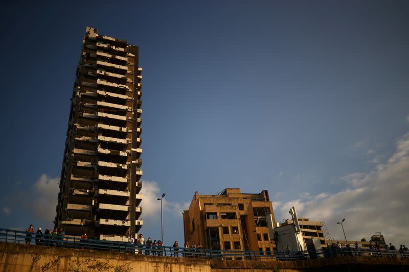 FILE PHOTO: A view shows damaged buildings near the site of the blast at the Beirut's port area