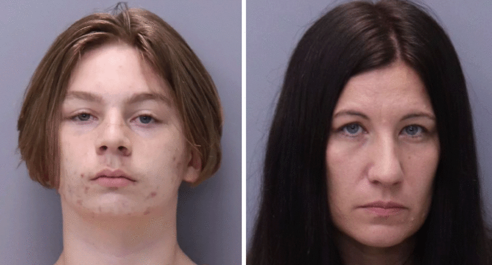 Mugshots of Aiden Fucci and his mother, Crystal Smith.