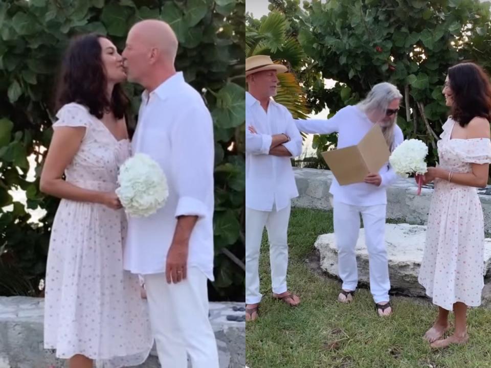Emma Heming Willis and Bruce Willis renewing their wedding vows in 2019.