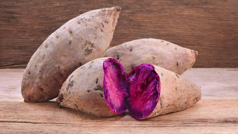 Cooked purple sweet potatoes