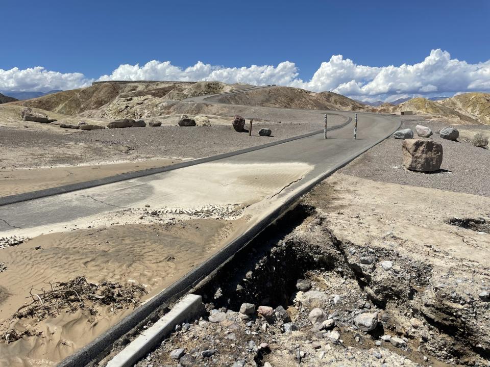 Mud and undercutting at the Zabriskie Point Trail along one of Death Valley’s most popular overlook trails. (NPS photo)