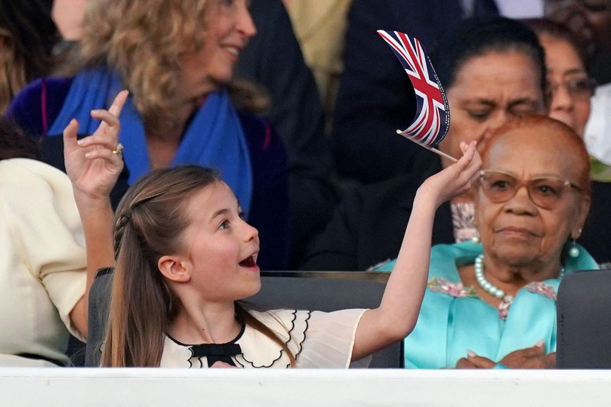 britains princess charlotte of wales attends the coronation concert at windsor castle in windsor, west of london on may 7, 2023 for the first time ever, the east terrace of windsor castle will host a spectacular live concert that will also be seen in over 100 countries around the world the event will be attended by 20,000 members of the public from across the uk photo by yui mok pool afp photo by yui mokpoolafp via getty images