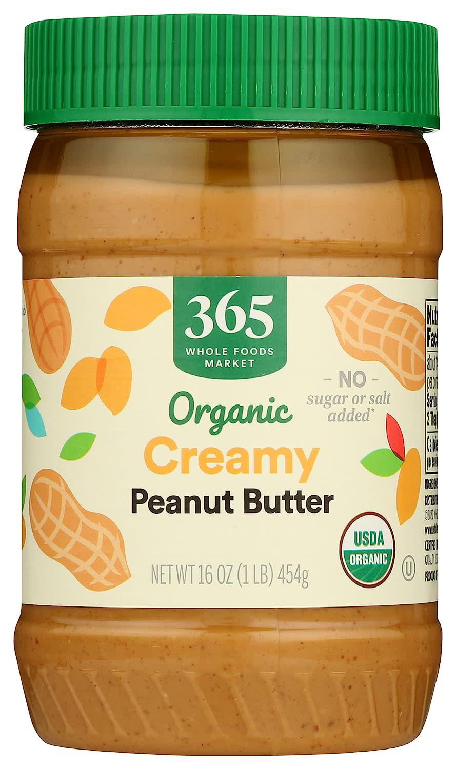 Jar of Whole Foods 365 peanut butter