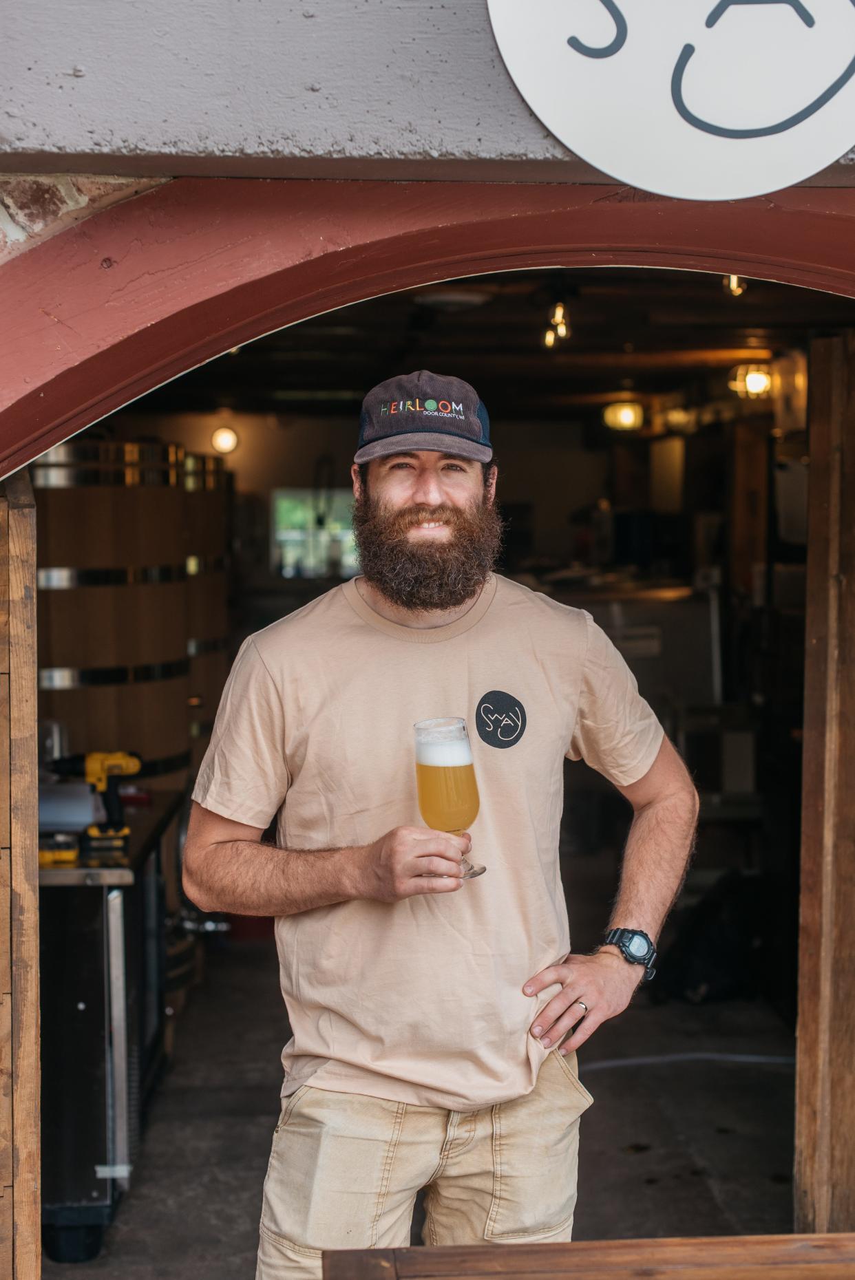 Matt Sampson, founder and head brewer of Sway Brewing and Blending in Baileys Harbor, ferments and ages beers in a variety of vessels including wine barrels and an open stainless steel tank to achieve his goal of providing a wide range of beers.