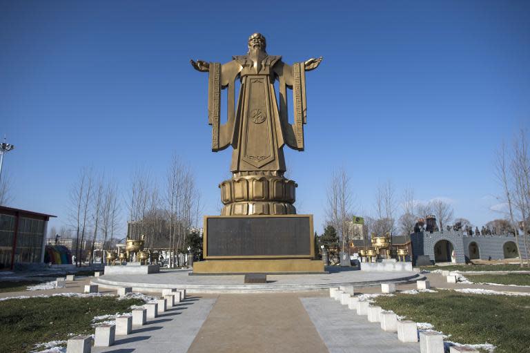 A Confucius statue stands tall in the seaside resort in Beidaihe, Hebei province, on December 12, 2014