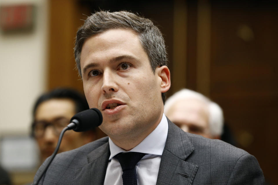 Google Director of Economic Policy Adam Cohen testifies during a House Judiciary subcommittee hearing, Tuesday, July 16, 2019, on Capitol Hill in Washington. (AP Photo/Patrick Semansky)