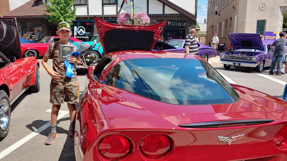 Hunter Heffelfinger, 12, won the VFW Post 1067 Sponsor Choice award for a 2009 Chevy Corvette that belonged to his late grandfather, Fred Heffelfinger of Loudonville.