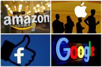 FILE PHOTO: FILE PHOTO: The logos of Amazon, Apple, Facebook and Google