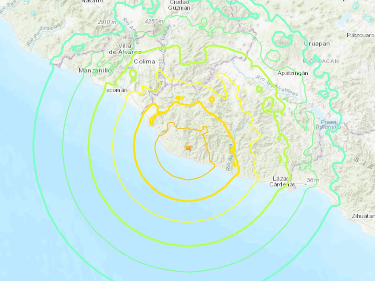 A map showing the epicentre of a 7.6 magnitude earthquake that struck Mexico on 19 September (US Geological Survey)