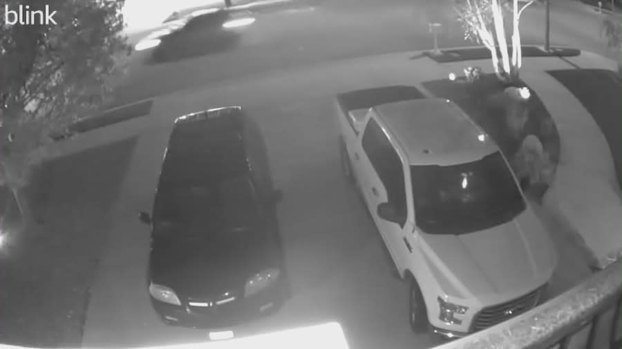 A Granada Hills home was broken into and victims lost around $150,000 worth of valuables in a "dinnertime buglary" on Nov. 29, 2023. The suspects' getaway car is spotted leaving the victim's driveway.