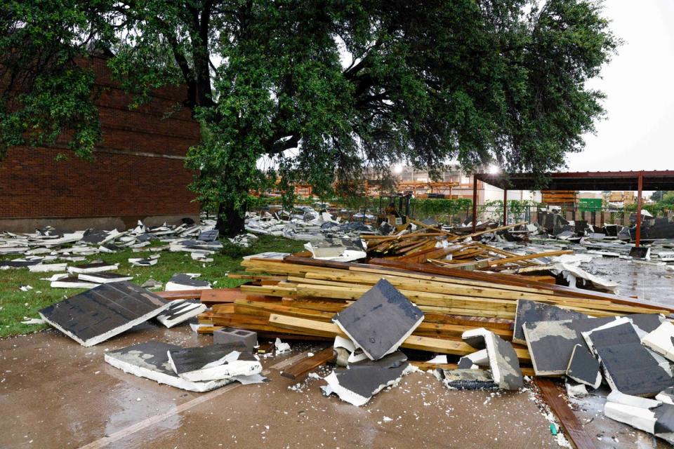 Rainbow Hardware store in Dallas after a destructive thunderstorm rolled through the region (AP)