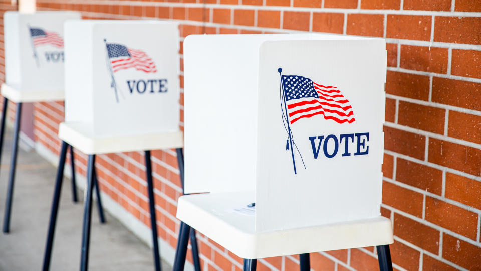 A polling location station is ready for the election day.