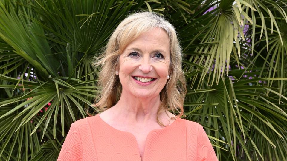 Carol Kirkwood peach dress