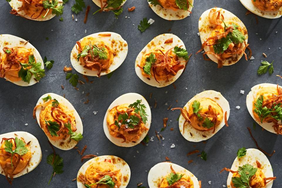 Harissa Deviled Eggs